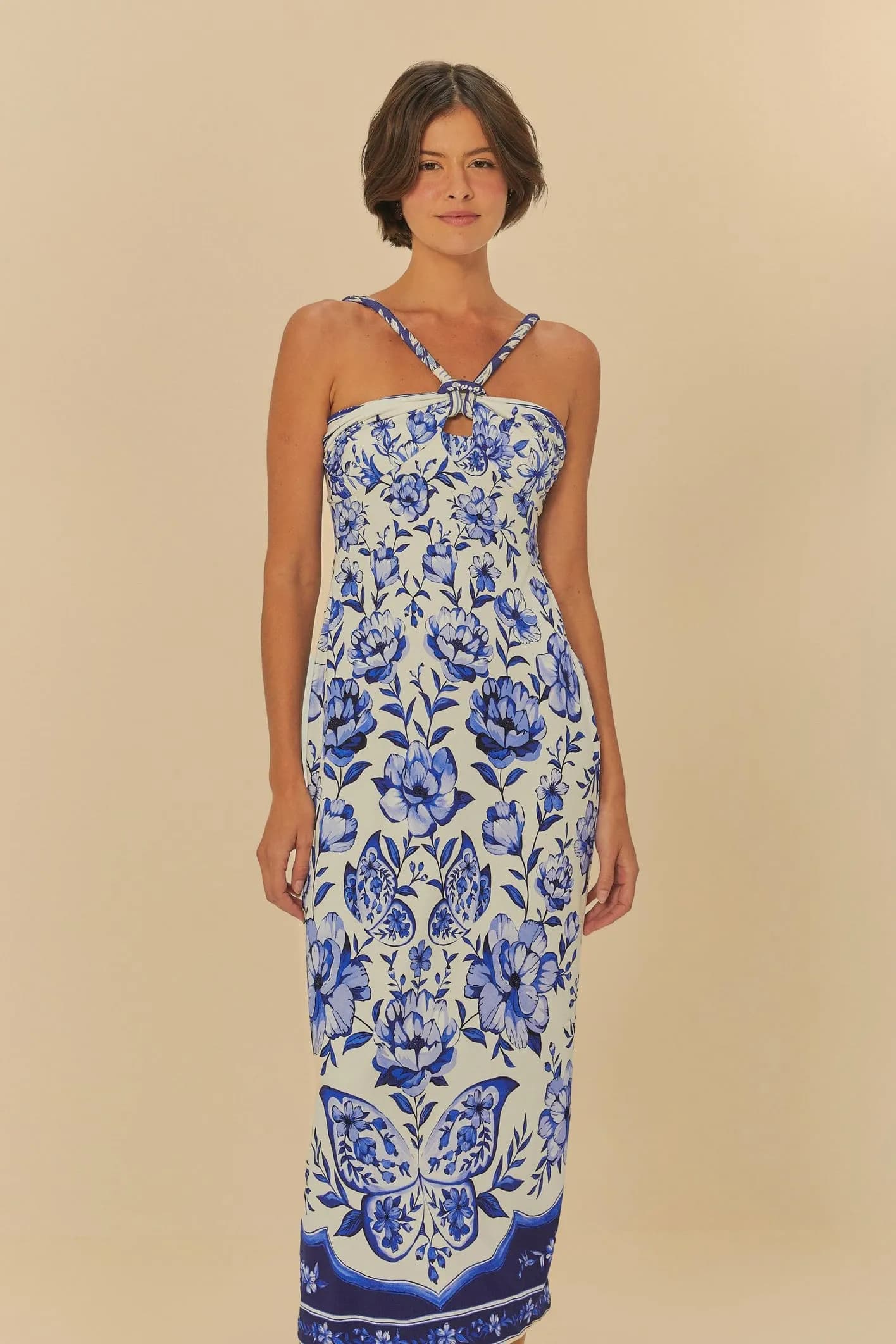 Vestido Midi Estampado Jardim De Porcelana