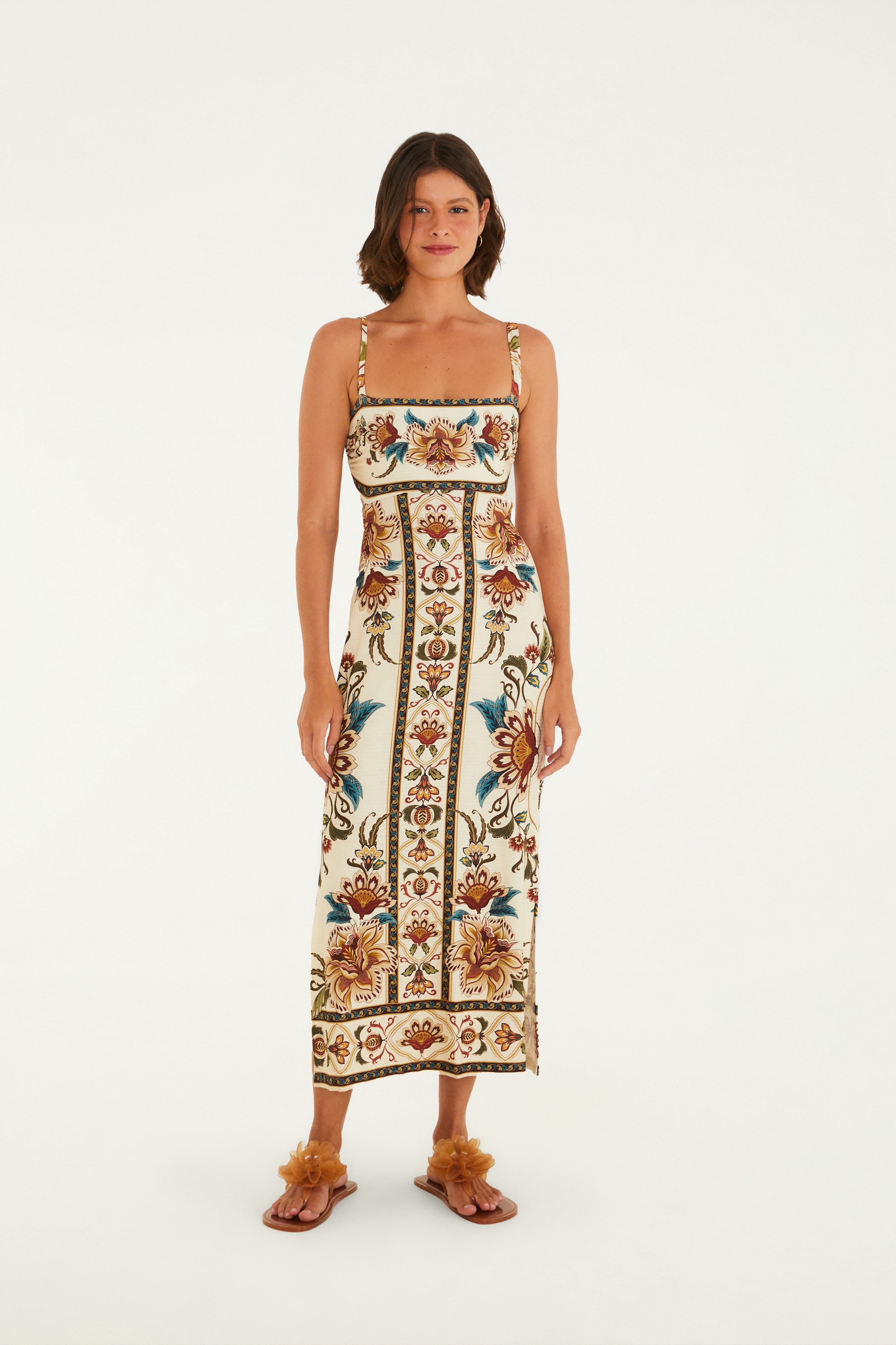 Vestido Midi Estampado Jardim Majestoso