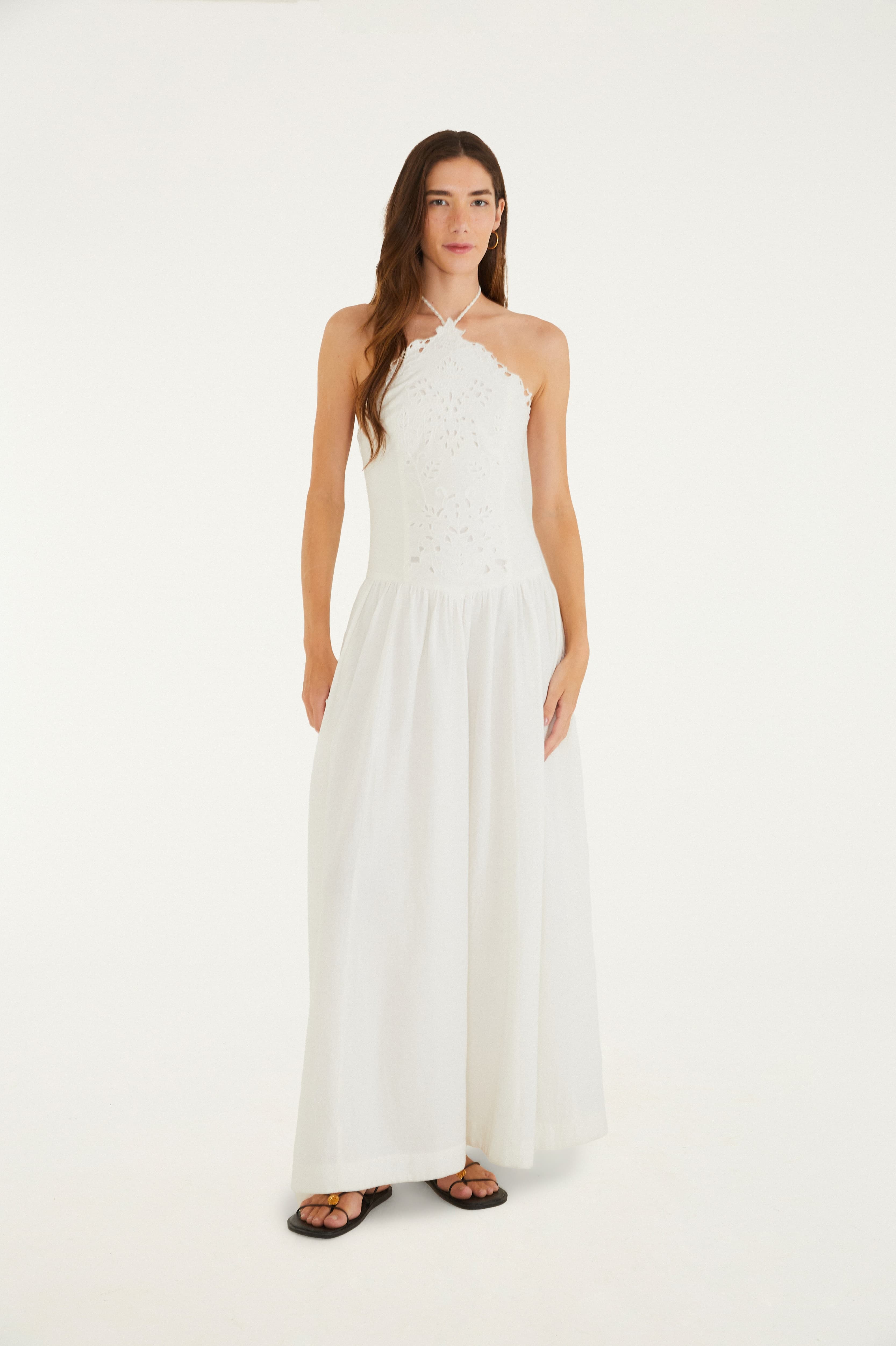 Vestido Bordado Frente Única Lenço