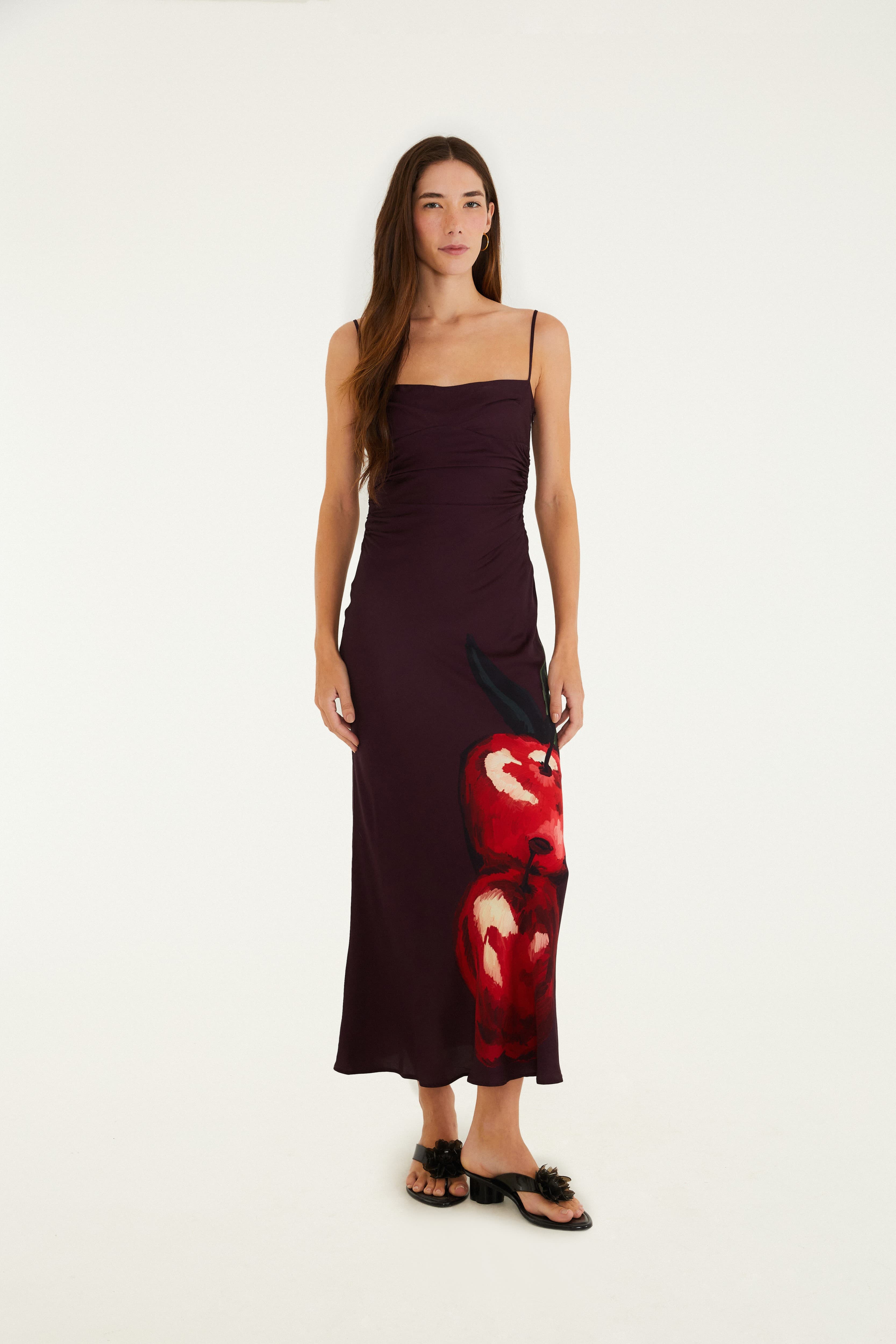 Vestido Localizado Cereja Pintada