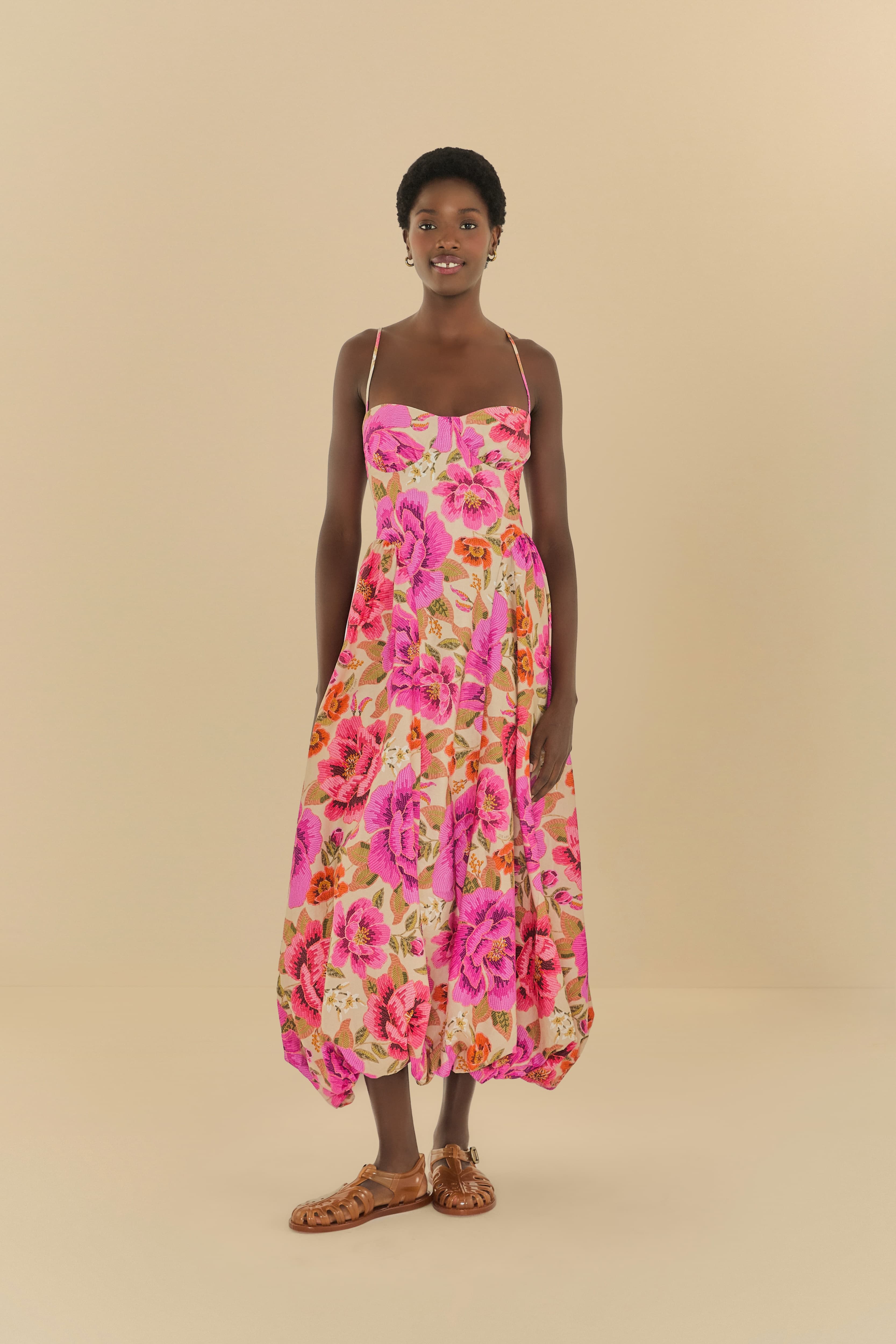 Vestido Longo Balonê Estampado Izabel